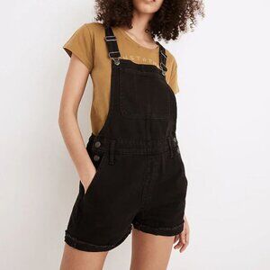 Madewell Adirondack Short Overalls in Washed Black XS